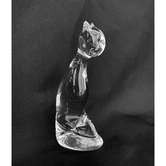 Vintage Pilgrim Glass Handmade Cat Figurine Clear Art Glass - Picture 12 of 12